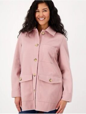 Encore by Indina Menzel Brushed Double Face Coat in Blush Pink 1X